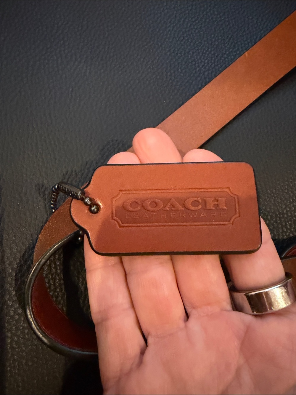 Coach Black Leather Tote with Brown Straps - Picture 7 of 9